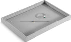Velvet Stackable Jewelry Display Flat Tray For Ring Earring Necklace Bracelet, Bangle Pendant Storage Blank Plate, Shop Countertop Jewelry Dish Organizer (Gray)