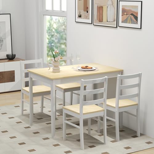 GIANTEX 5-Piece Dining Table Set for 4, 45" Rectangular Kitchen Table an...