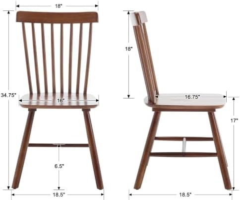 Windsor Dining Chairs Set of 2, Spindle Back Wooden Chairs