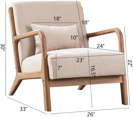 INZOY Mid-Century Modern Accent Chair Set of 2, Upholstered Living Room Chair...