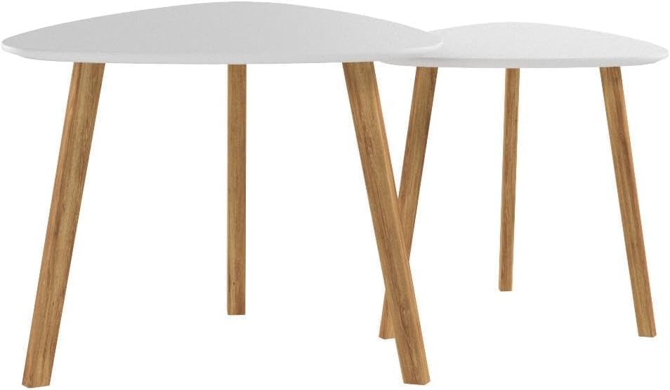 BAMEOS Bamboo Nesting Triangle End Table,Set of 2 Side Table Modern Minimalis...