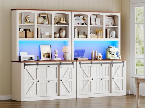 SEDETA 2 Drawer File Cabinet with Power Strip, 41” Farmhouse Filing Cabinet f...