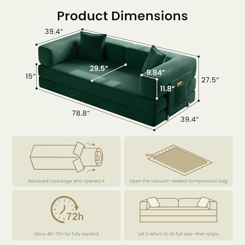 78.8" Convertible Futon Sofa Bed, Couch for Living Room | Corduroy Loves...