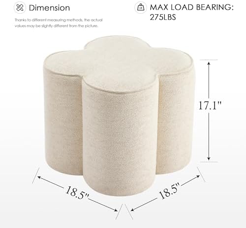Zesthouse Flower Pouf Ottomans Foot Rest Set of 2, Linen Poofy Ottomans | Lar...