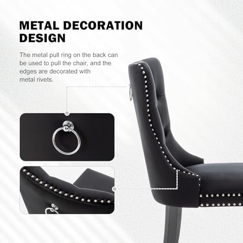 Hixkol Velvet Dining Chairs Set of 4,Upholstered Dining Chairs with Ring Pull...