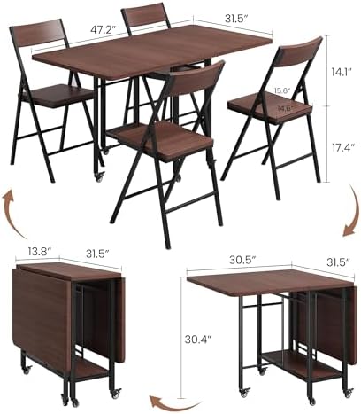 Garvee 5-Piece Dining Table Set, Dining Table Set for 4 with Chairs
