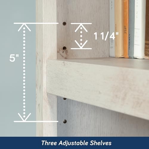 Sauder 5 Tier Book Shelf Wooden Bookcase Multipurpose Bookshelf for Home Offi...