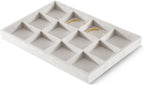 Velvet Stackable Jewelry Display Tray, 12 Grid Watch Bangle Bracelet Storage Tray, Makeup Drawer Insert Jewelry Shop Organizer Plate (White)