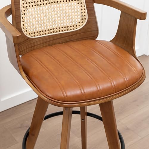 Mid Century Counter Stools, 26.3" Kitchen Island Stools with Curved Back...