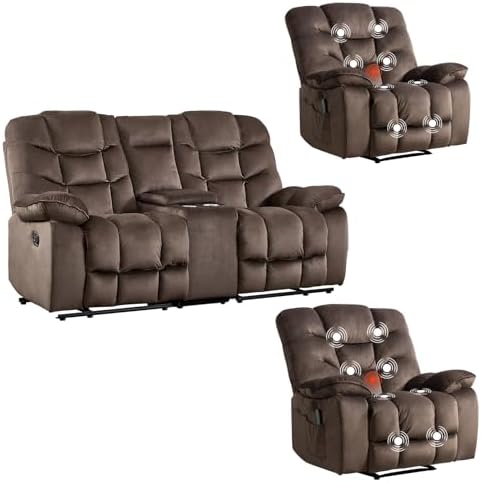 HAOMARKETS 3 Pieces Recliner Sofa Furniture Set, Include 2 Power Recliner Cha...