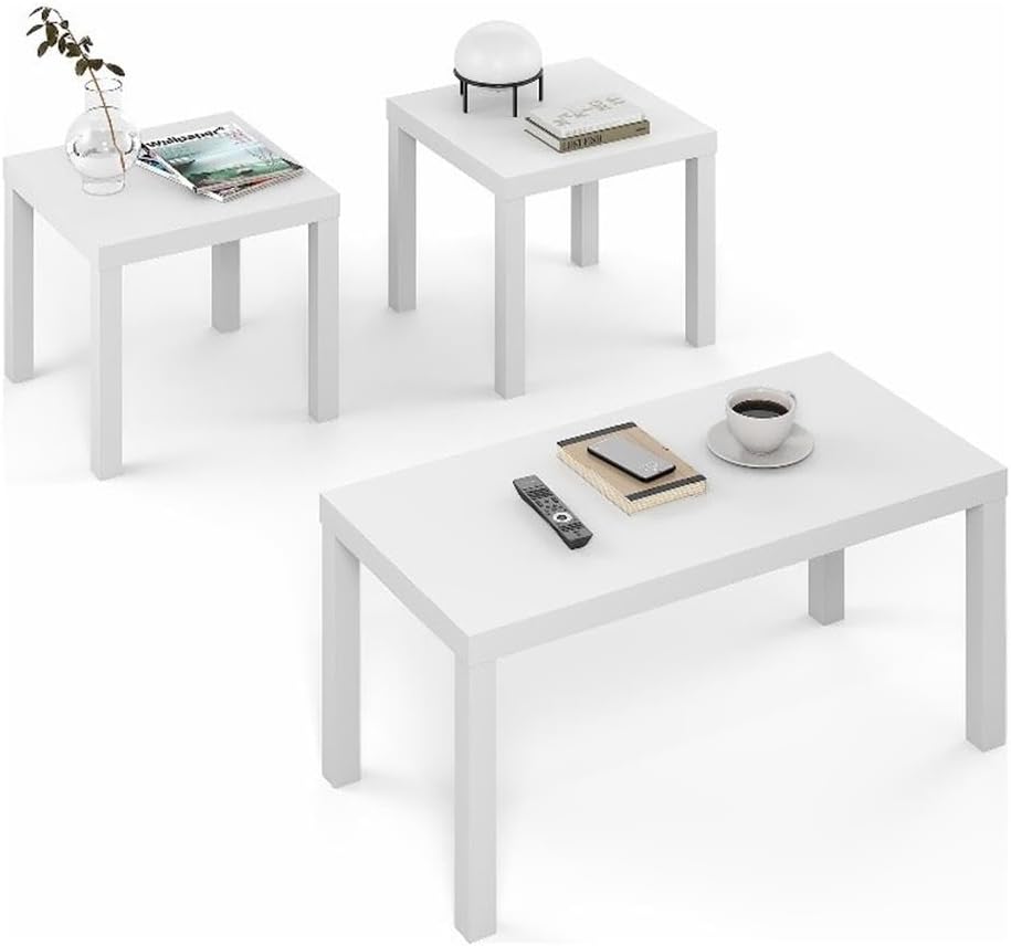 Pemberly Row 3-Piece Living Room Table Set, Includes Coffee Table & 2 Sid...