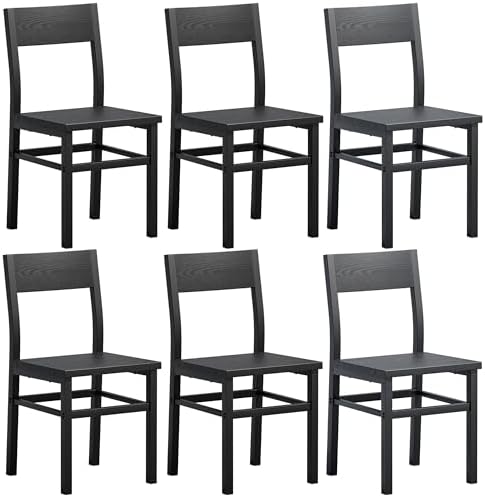 MECHYIN Black Dining Chairs Set of 6, Upgrade Farmhouse Kitchen Room Chair
