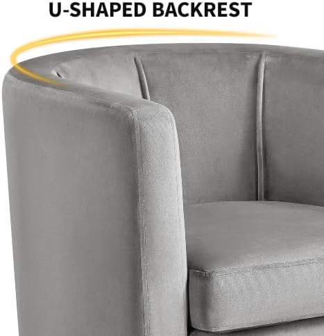 Yaheetech Barrel Accent Chair, Upholstered Modern Armchair, Gray
