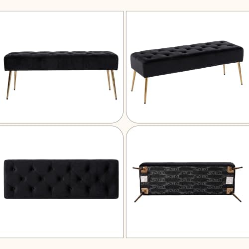 DUHOME Button-Tufted Ottoman Bench, Upholstered Bedroom Benches Velvet Footre...
