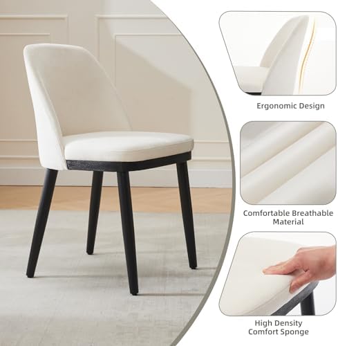 GarveeHome Wooden Dining Chairs Set of 6 Linen Upholstered Kitchen Chairs