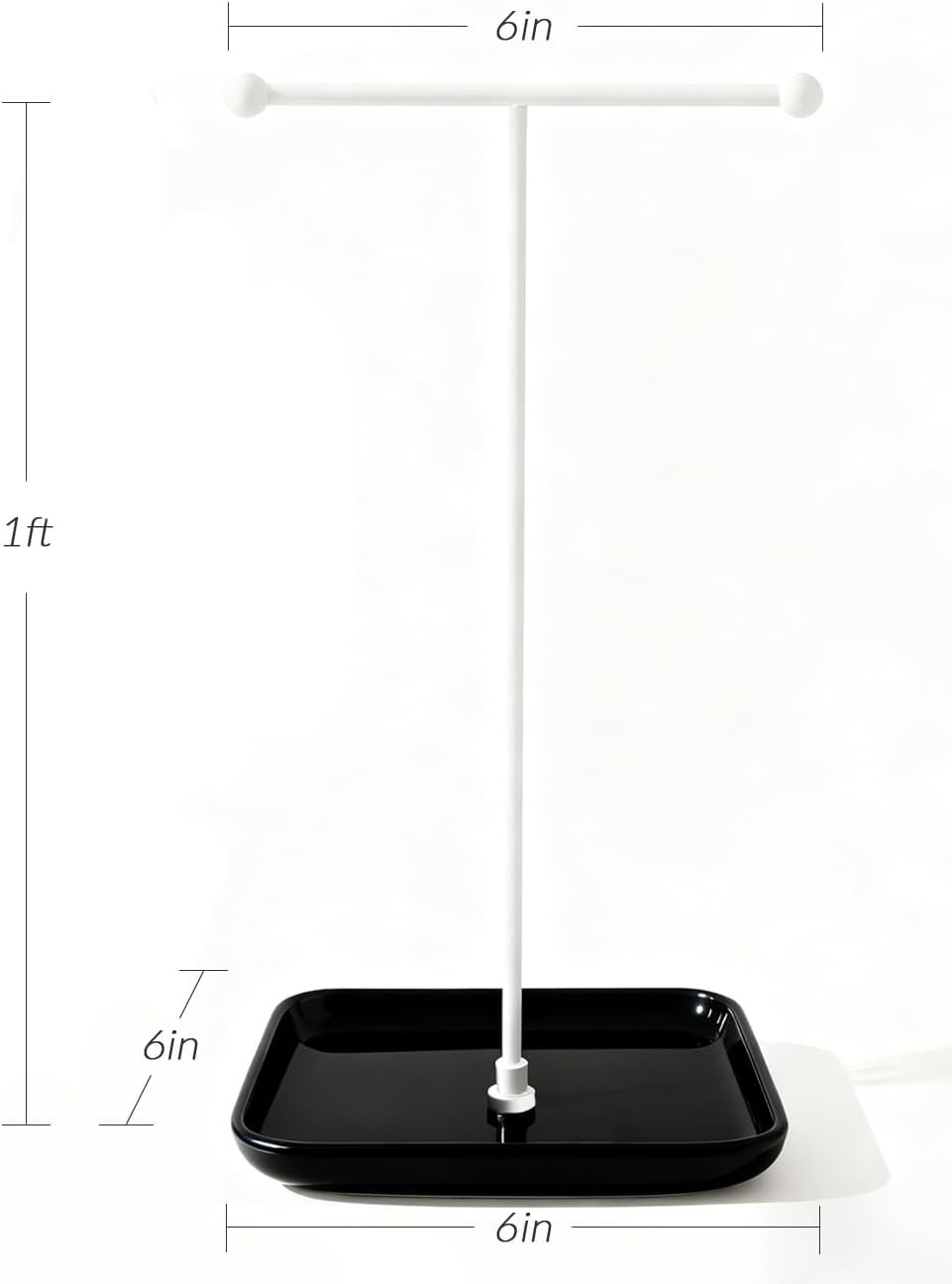 VROOMIUM Necklace Holder- Ceramic Base 1ft Height Jewelry Organizer Stand, Aesthetic Jewelry Hanger Display for Necklaces, Bracelets, Rings, Exhibidor de Collares-Minimalist Black
