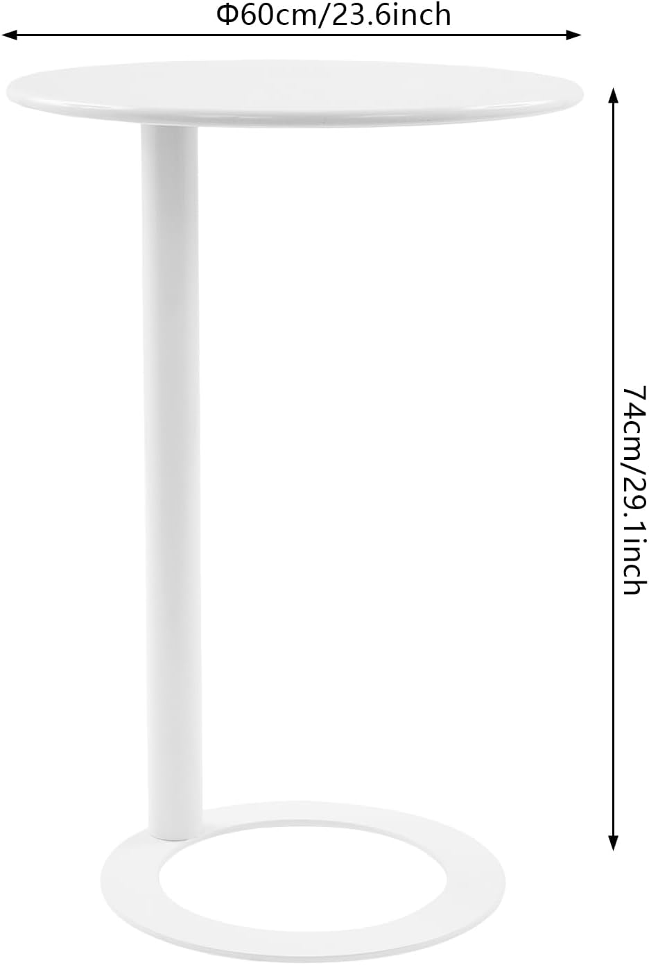 C-Shaped Round End Table for Couch, Mental Side Table Sofa Tables Slide Under...
