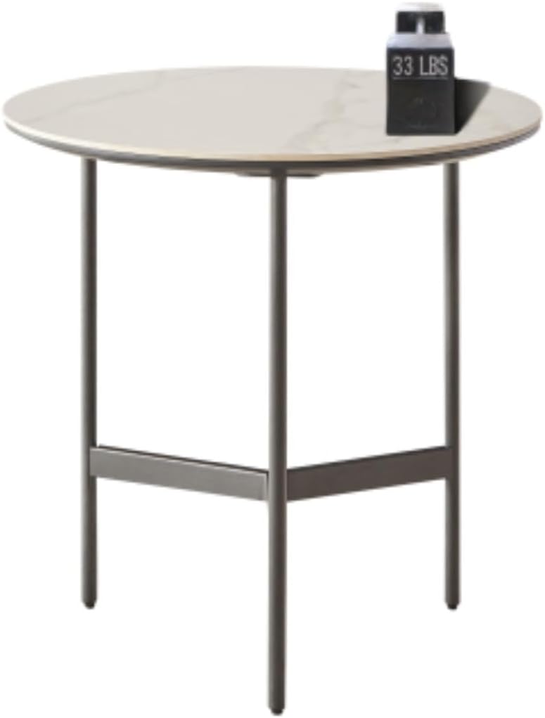 Side/End Table - Small Round Accent Table, Metal Gray Narrow Night Stands wit...