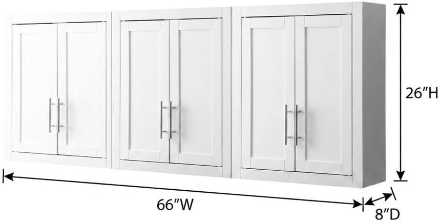 Furnifact White 3-Piece Wall Kitchen Cabinet Set, MDF Birch Veneer, Floating ...