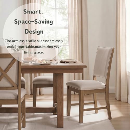 Upholstered Dining Chairs Set of 6 Farmhouse Kitchen Chairs with Cross Back A...
