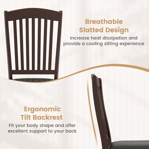 GOFLAME Wooden Dining Chairs Set of 4, Upholstered Kitchen Chairs with PU Lea...