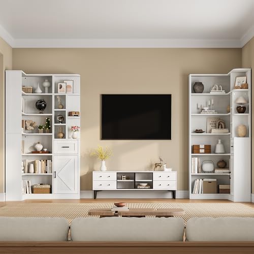 Garvee 74'' Tall Corner Bookshelf- 6-Tier Book Shelf with Drawer &amp...