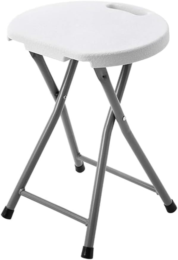 Standard Folding Stool | Portable, Lightweight Foldable Stool with 150lbs Weight Capacity | Ideal for Kitchen, Desks, Camping & Extra Seating | Folding Stool With Handle & Protective Feet | White (1)