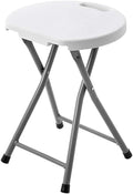 Standard Folding Stool | Portable, Lightweight Foldable Stool with 150lbs Weight Capacity | Ideal for Kitchen, Desks, Camping & Extra Seating | Folding Stool With Handle & Protective Feet | White (1)