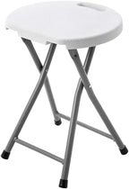 Standard Folding Stool | Portable, Lightweight Foldable Stool with 150lbs Weight Capacity | Ideal for Kitchen, Desks, Camping & Extra Seating | Folding Stool With Handle & Protective Feet | White (1)