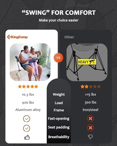 KingCamp Hammock Camping Chair, 400lbs Heavy Duty Swing Chairs for Adults | P...