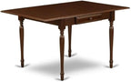 East West Furniture MZNO3-MAH-C 3 Piece Dinette Set for Small Spaces Contains a Rectangle Dining Table with Dropleaf and 2 Linen Fabric Dining Room Chairs, 36x54 Inch, Mahogany