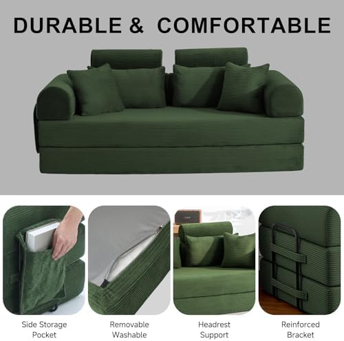 79" Convertible Futon Sofa Bed,High Back Couch for Living Room | 5-in-1 ...