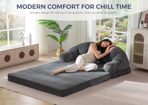 MAXYOYO Folding Sofa Bed with Backrest, Fold Out Couch with Handle | 2 in 1 C...