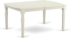 East West Furniture DOBR7-LWH-02 7 Piece Dining Table Set Consist of a Rectangle Table with Butterfly Leaf and 6 Light Beige Linen Fabric Upholstered Chairs, 42x78 Inch, Linen White