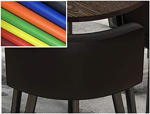 Office Conference Room Coffee Table w/ 4 Chair, Space-Saving Furniture, Small Meeting Room Table, Office Reception Round Table Simple Kitchen Dining Table Set 1 Table 4 Chairs ( Color : Black Leather