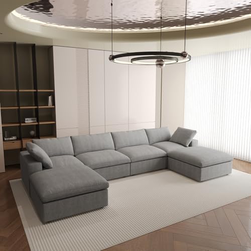 JACH U-Shaped Couches for Living Room, 6-Seats Modular Convertible Sectional ...
