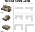 139.4" Modular Sectional Sofa Couch, Oversized U-Shaped Minimalist Couches with 2 Ottomans Chaise and 2 Middle Seats, Modern Deep Seat Cloud Plush Corduroy Sofas Set for Living Room, 8 Seater, Camel