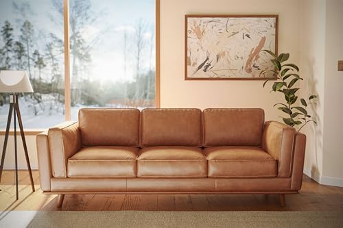 Valencia Artisan Full Leather Sofa 88” - Pure Full Italian Nappa Leather Couc...