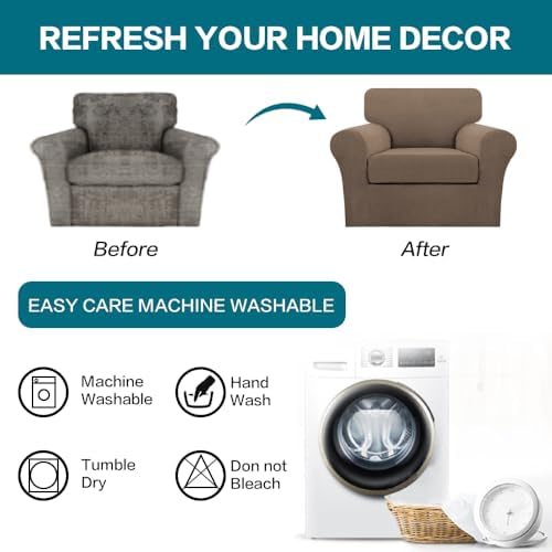 Turquoize 2 Piece Chair Covers Armchair Slipcovers for Living Room Armchair S...