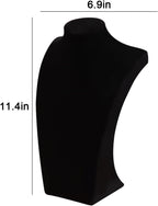 Necklace Bust Stand for Selling, Black Velvet Necklace Display Holder, Jewelry Necklace Organizer Rack for Home Use or Shop Show (11"Height)