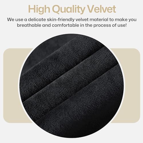 Velvet Dining Chairs Set of 6 with Wood Legs and Pull Ring, Black