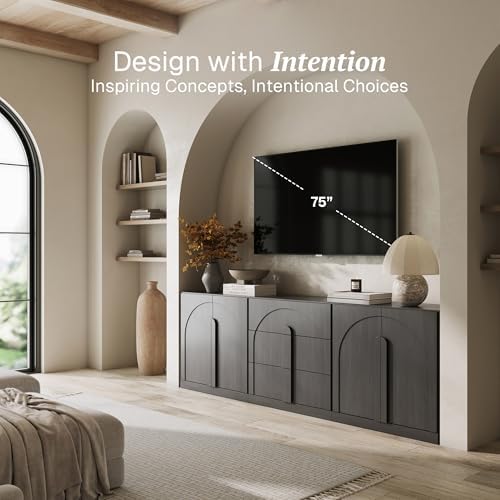 BELLEZE Bijou 3-Piece Modular Sideboard Buffet Cabinet - Ebony