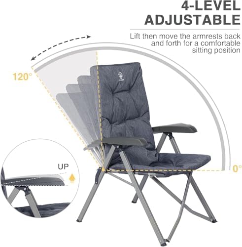 EVER ADVANCED Luxury Camping Chairs 2 Set for Adults Heavy Duty High Back Ove...