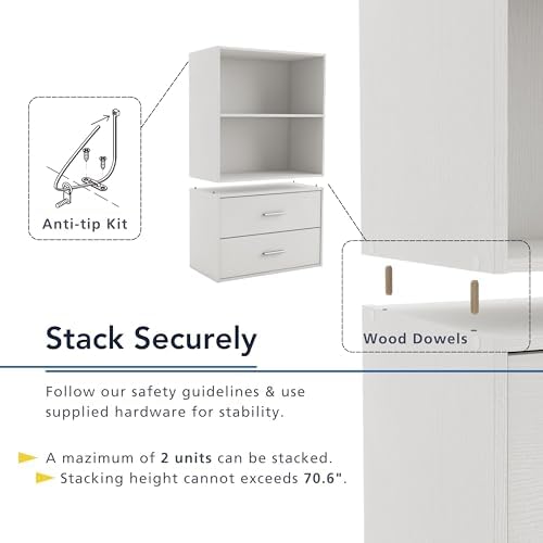 Homes: Inside + Out Apexa 2-Tier Cube Storage Organizer Shelves, Stackable Wo...