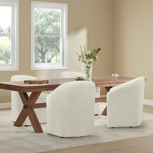 KISLOT Upholstered Dining Chairs with Casters, Washable Cover Modern Dining R...