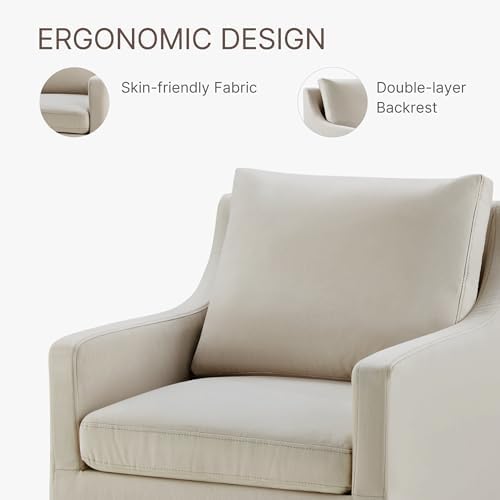 KISLOT Upholstered Dining Chairs Set of 4 with Casters, Flax Beige