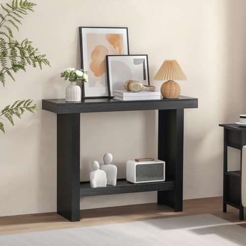 MAHANCRIS Console Table, 39.4'' Black Rectangular Entryway Table, Mod...