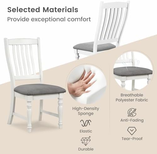 GIANTEX Wood Dining Chairs Set of 4, Farmhouse Kitchen Chairs, White