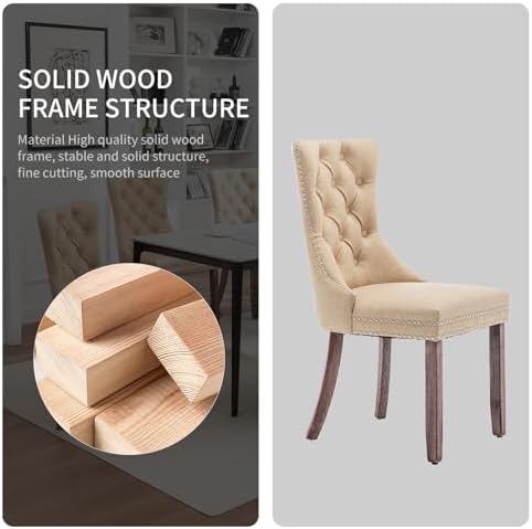 Leather Dining Chairs Set of 6, Upholstered Dining Room Chairs with Nailhead ...