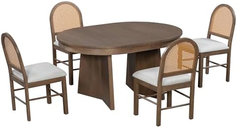 Harper & Bright Designs 5-Piece Extendable Round Dining Table Set for 4, ...